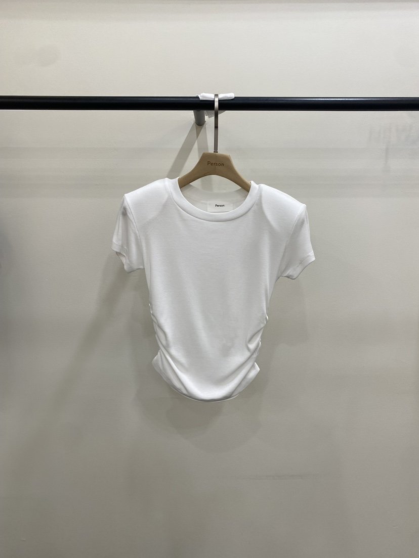 PERSON韓國代購女士新款推薦人氣休閑熱賣26春夏職業T恤褶皺PERSONT恤