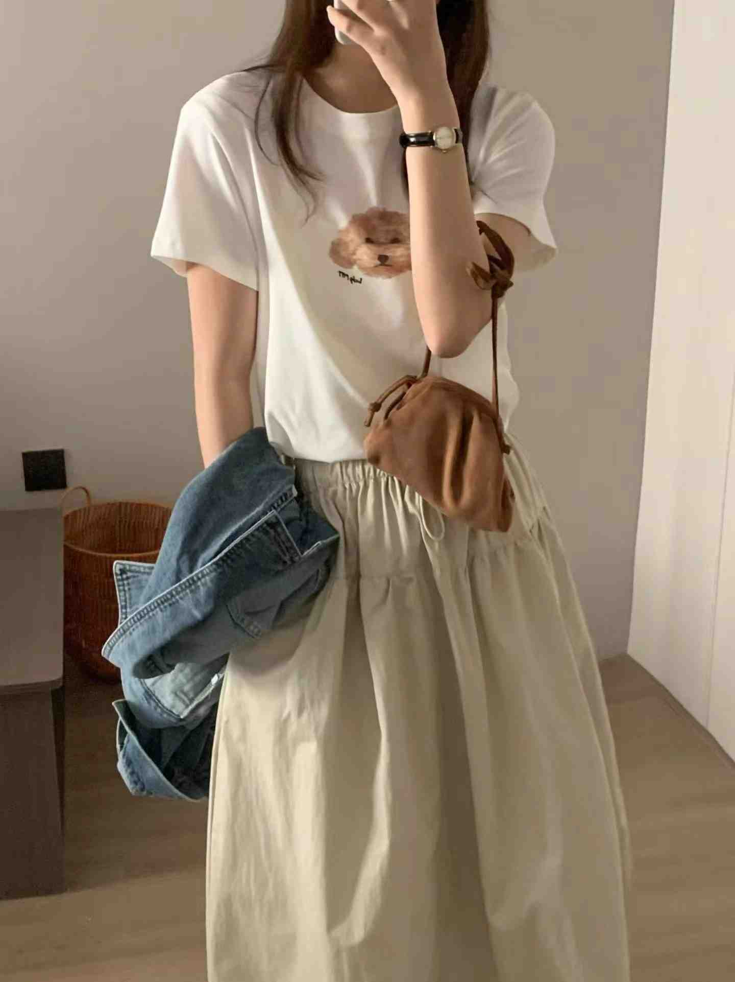 STAY HERE韓國直郵女士新品熱賣26春夏休閑職業人氣T恤鴨STAY HERET恤