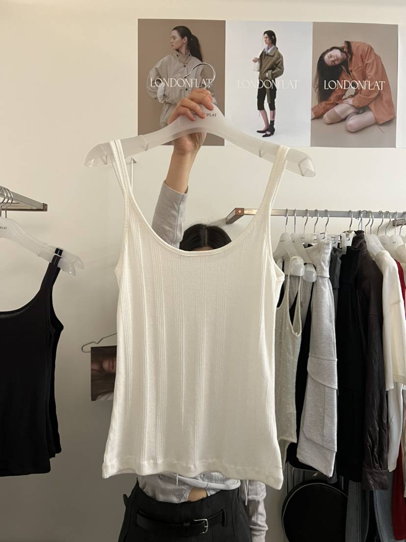 LONDON FLAT韓國直郵實拍女士新款26春夏人氣吊帶背心羅紋LONDON FLAT吊帶/背心