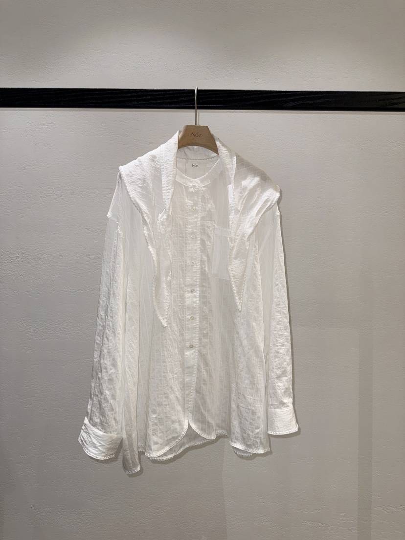 NDE韓國直郵實拍女士新款時尚襯衫蕾絲衫含絲巾刺繡套裝圍巾BOHEME_NDE襯衫/蕾絲衫