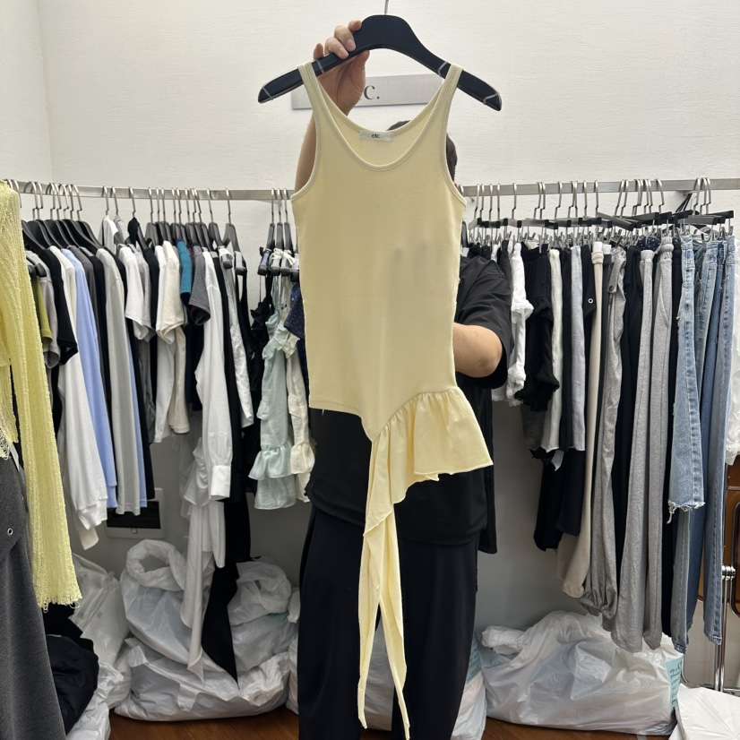 MOANA/ETC韓國東大門代購女士新款熱賣推薦吊帶背心褶皺MOANA/ETC吊帶/背心