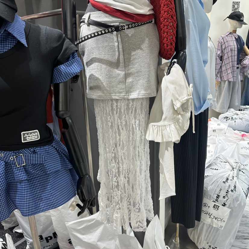 RARE CLOSET韓國直郵實拍女士新品休閑長裙不含腰帶蕾絲RARE CLOSET長裙