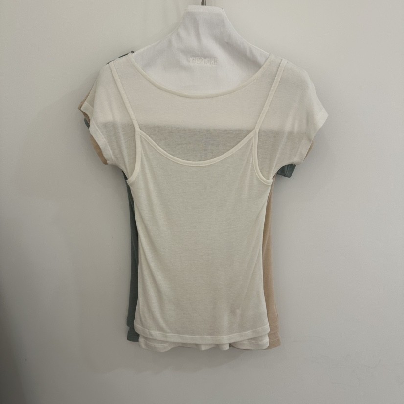 OVERTAKE韓國東大門代購女裝新款人氣推薦26春夏T恤假兩件雙層OVERTAKET恤