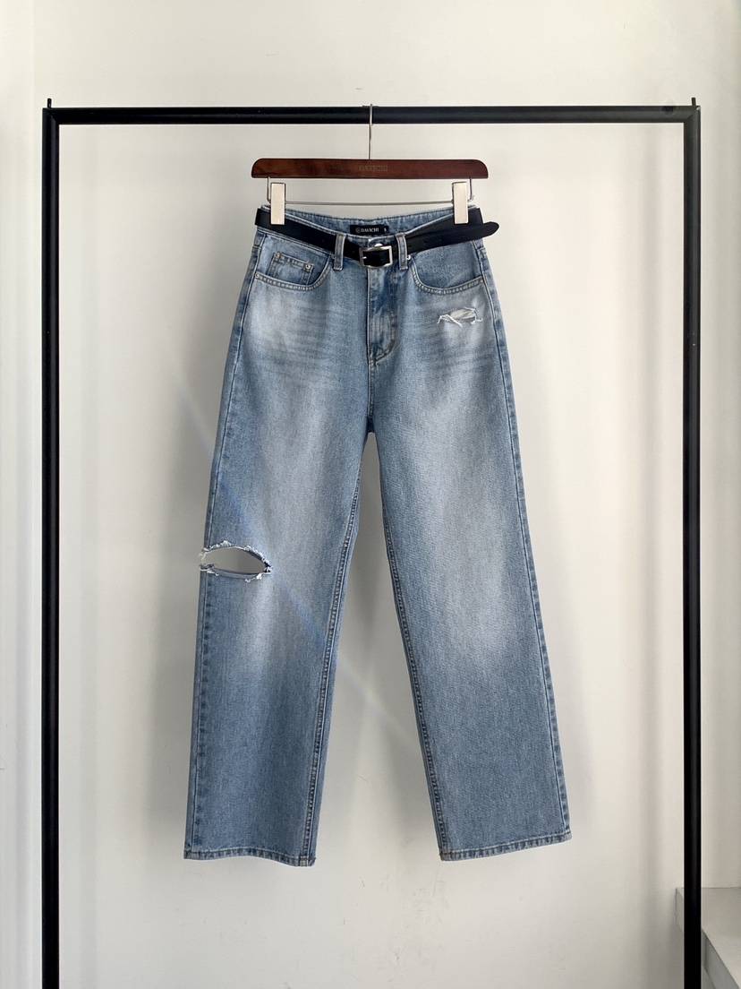 DAVICHI/D.SECOND韓國直郵實拍女士新款推薦牛仔褲含隨機腰帶DAVICHI/D.SECOND牛仔褲