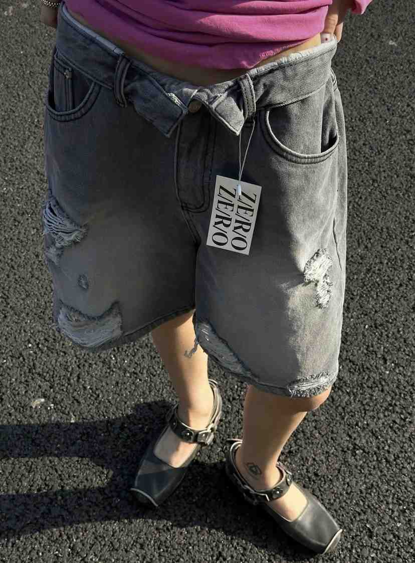 ZEROZERO韓國東大門代購女士新品休閑時尚熱賣26春夏短褲復古ZEROZERO短褲