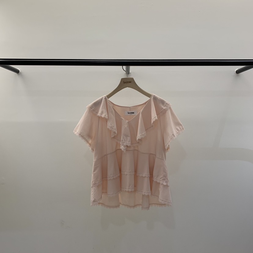LA CREME韓國直郵實拍女士新品職業人氣26春夏襯衫蕾絲衫LA CREME襯衫/蕾絲衫