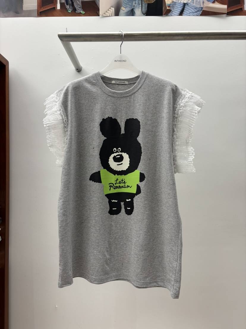 INTHEEND韓國東大門直郵女裝新品人氣時尚推薦休閑T恤蕾絲INTHEENDT恤