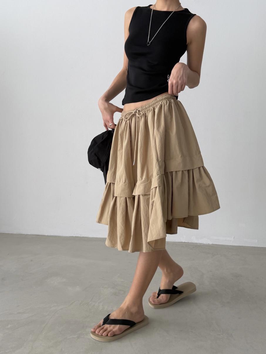 ANGLOG BEIGE韓國直郵實拍女士新品休閑半身裙中短裙尼龍ANGLOG BEIGE半身裙/中短裙