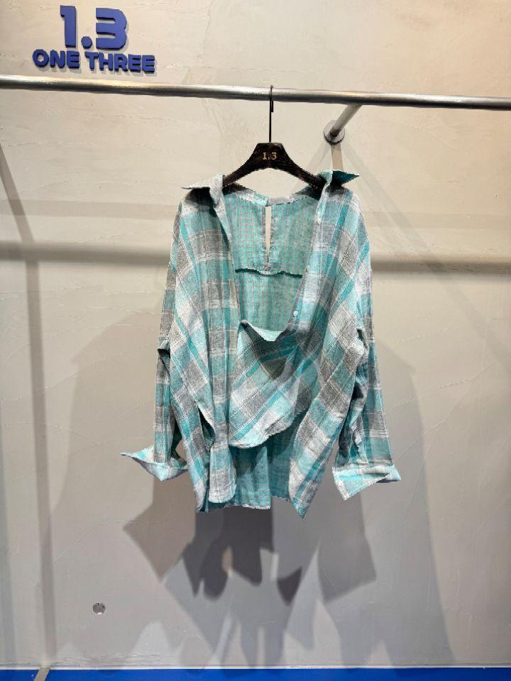 1.3韓國直郵女裝新款熱賣人氣時尚26春夏襯衫蕾絲衫格子1.3襯衫/蕾絲衫