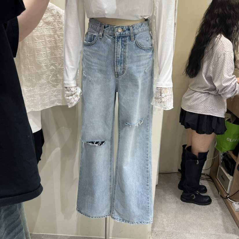 BY FLOW東大門代購女士新款真品休閑推薦牛仔褲直筒牛仔BY FLOW牛仔褲