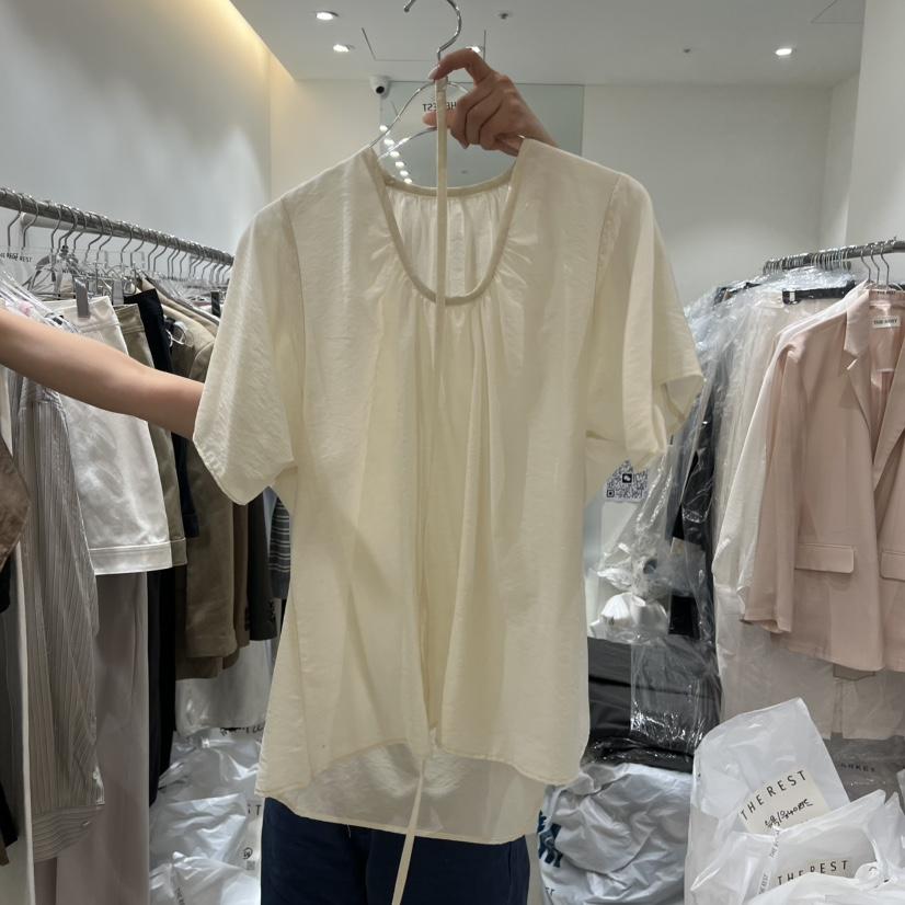 THE REST韓國代購女士新款熱賣職業推薦襯衫蕾絲衫天絲褶皺THE REST/UNNOEUD襯衫/蕾絲衫