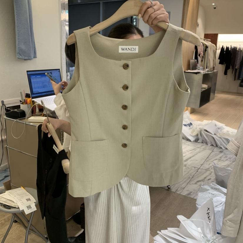 W AND J韓國直郵女士新款休閑人氣時尚熱賣職業推薦馬甲W AND J馬甲