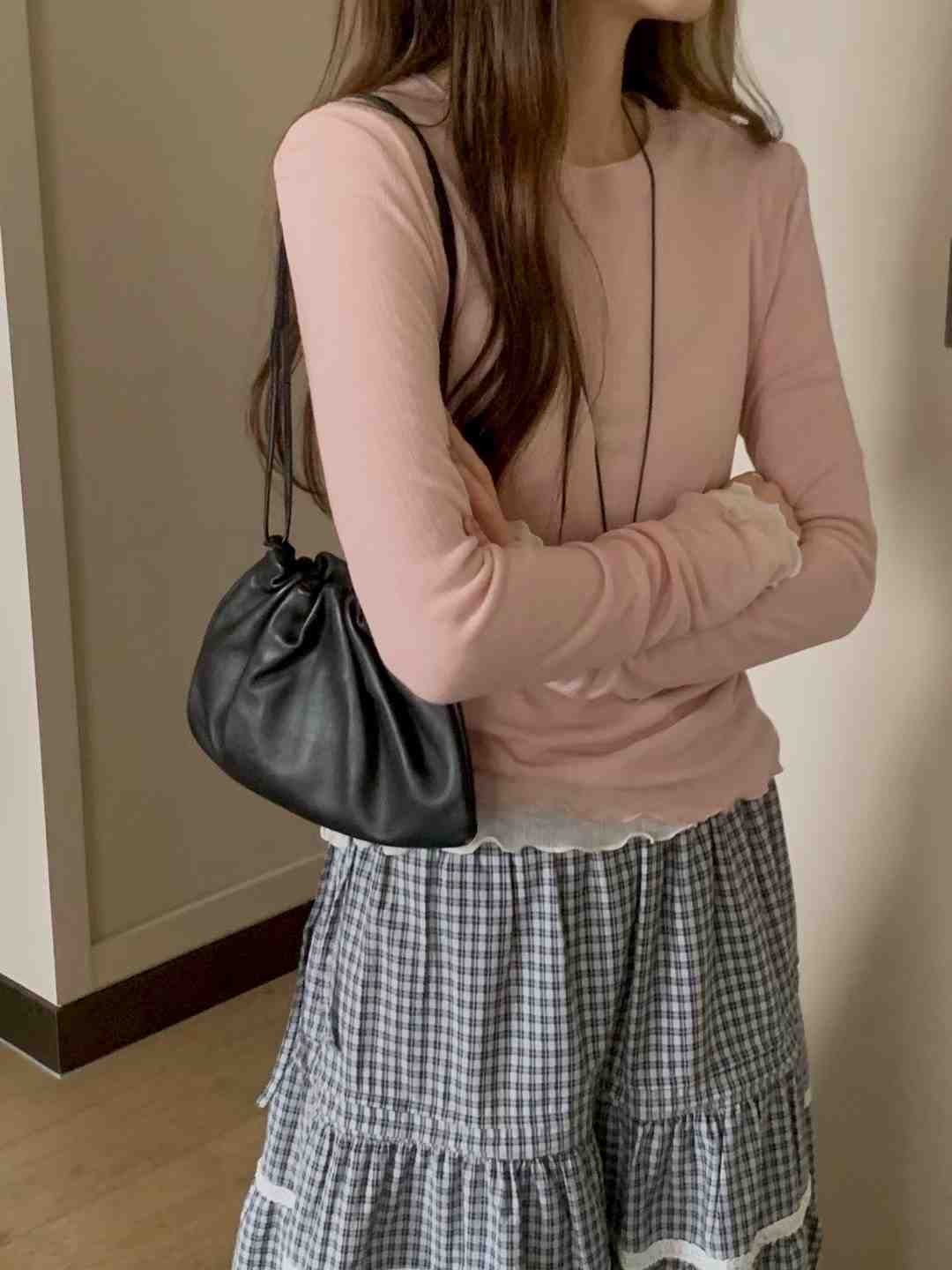 AN STAND東大門實拍女士新品推薦熱賣長袖T恤不含內搭絨AN STAND-2件起長袖T恤