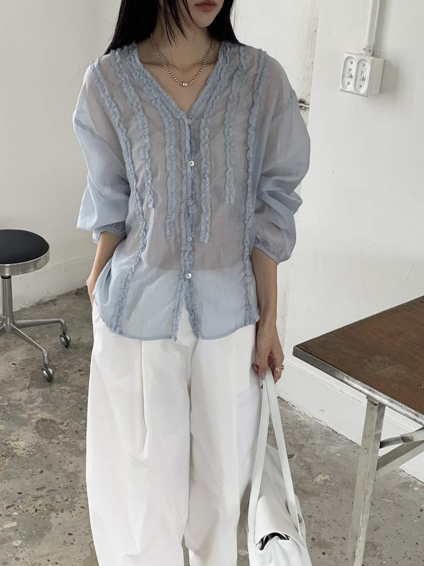 RIVER RAIN韓國直郵女士新品推薦26春夏休閑時尚襯衫蕾絲衫RIVER RAIN襯衫/蕾絲衫