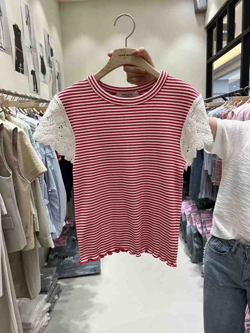 MARIE MARIE韓國直郵女士新款人氣休閑推薦時尚職業T恤條紋MARIE MARIET恤
