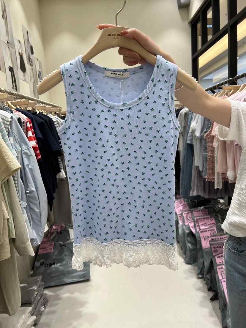 MARIE MARIE韓國代購女士新款26春夏吊帶背心小碎花蕾絲MARIE MARIE吊帶/背心