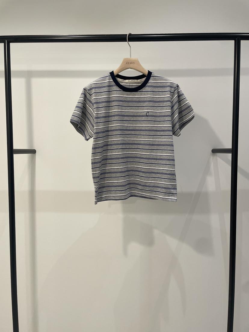 CLAFO韓國直郵女裝新品時尚人氣休閑職業熱賣推薦T恤條紋CLAFOT恤