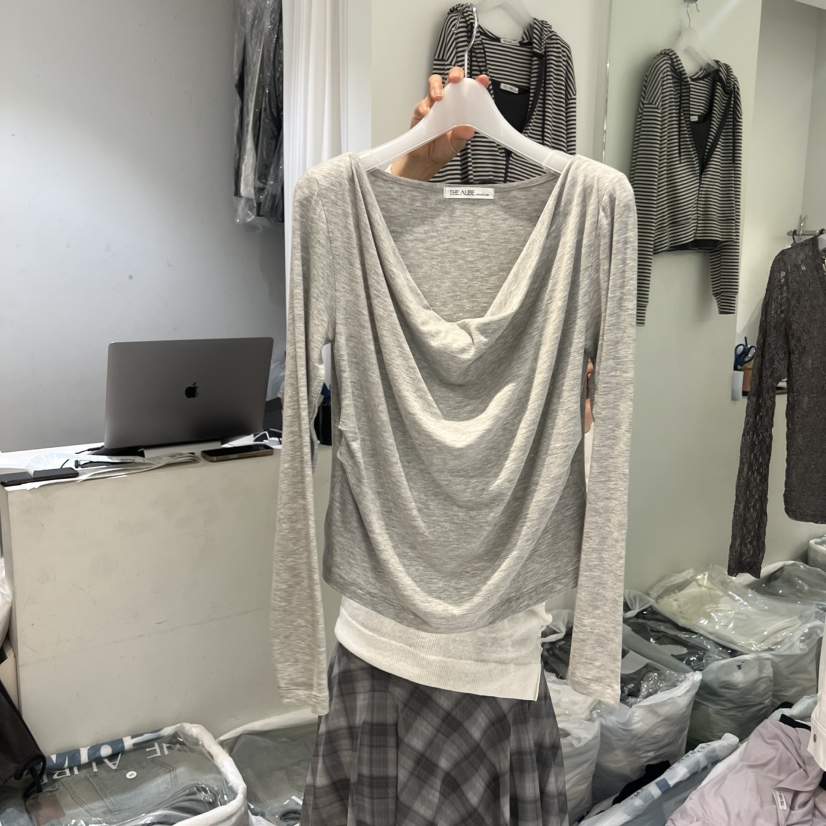 AUBE韓國東大門代購女士新品休閑熱賣職業26春夏推薦長袖T恤AUBE長袖T恤