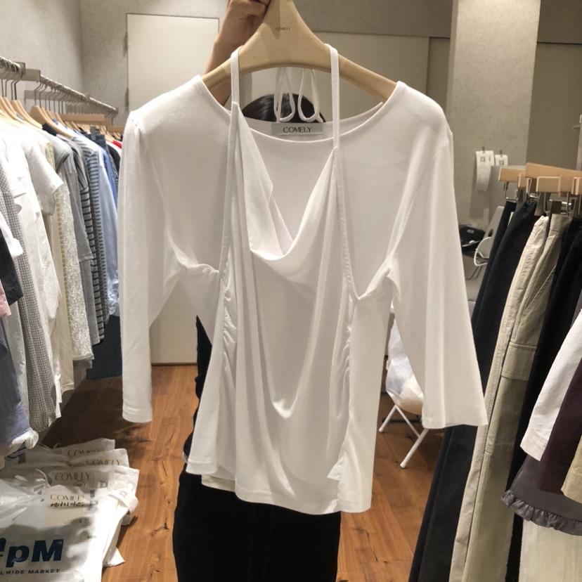 COMELY韓國代購女裝新款休閑職業推薦人氣時尚熱賣T恤假兩件COMELYT恤