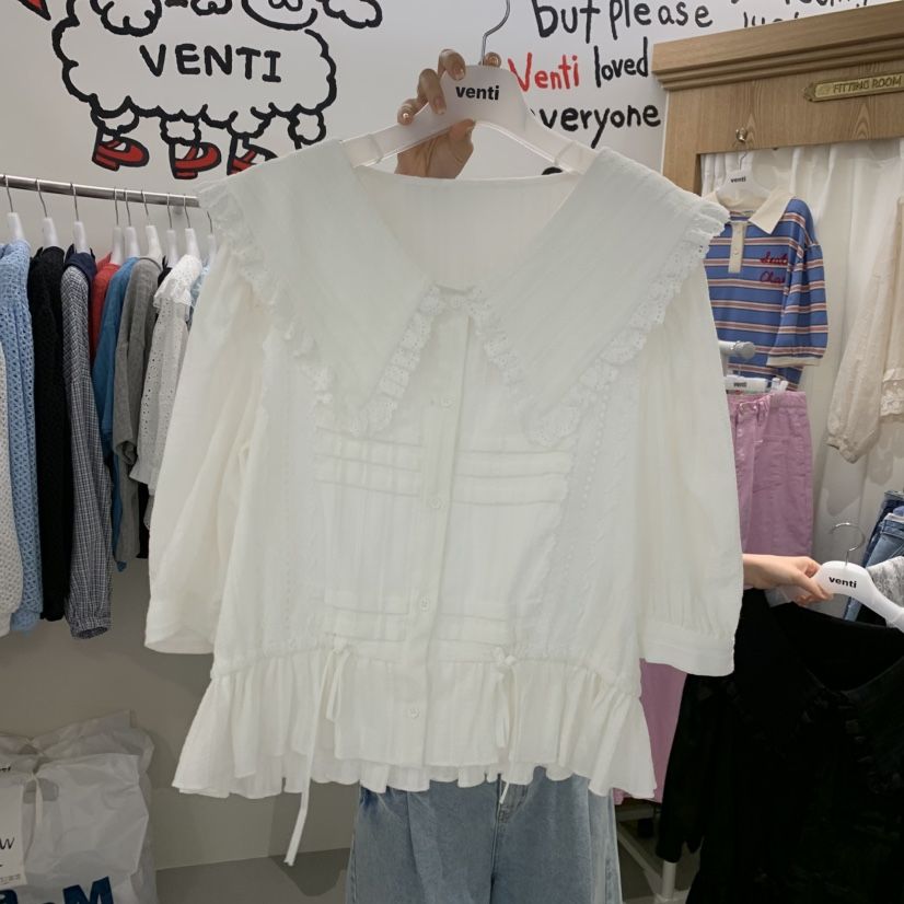 VENTI韓國直郵實拍女士新品推薦休閑職業人氣襯衫蕾絲衫蕾絲VENTI襯衫/蕾絲衫