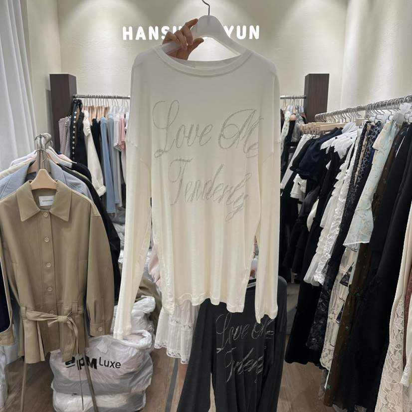 HANSUNGHYUN韓國直郵實拍女裝新款時尚休閑職業長袖T恤寬松HANSUNGHYUN長袖T恤