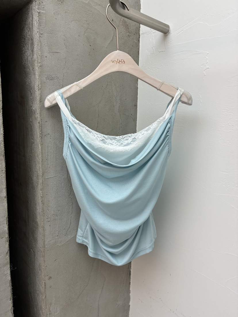 Verbena韓國代購女裝新品推薦時尚熱賣吊帶背心假兩件蕾絲Verbena吊帶/背心