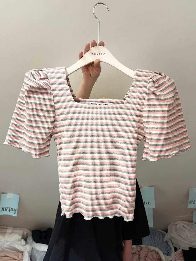 BELITA-L韓國代購女裝新款時尚熱賣26春夏推薦職業T恤條紋BELITA-LT恤