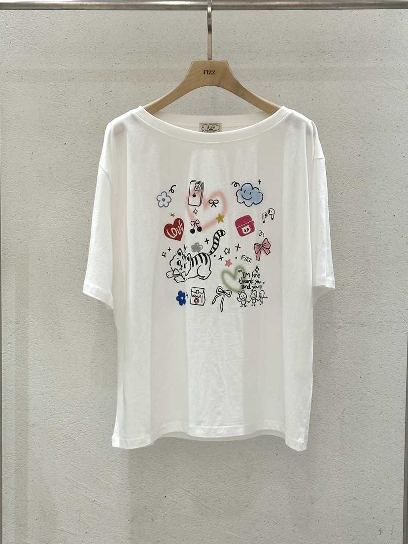 FIZZ韓國代購女裝新品人氣熱賣休閑時尚26春夏推薦T恤涂鴉FIZZT恤