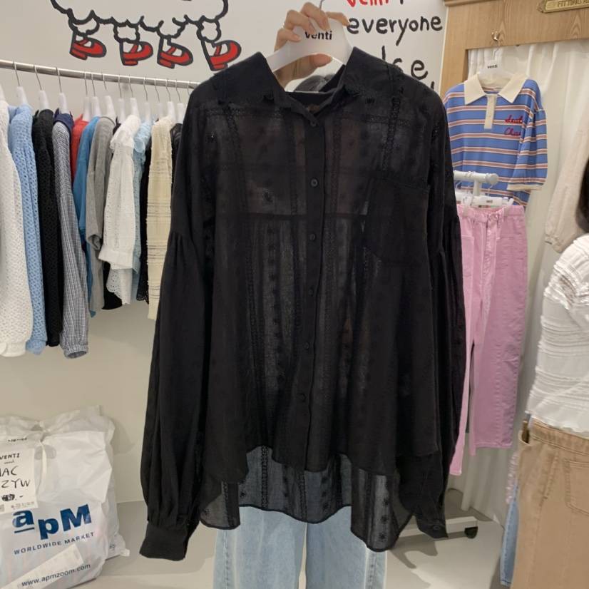 VENTI韓國東大門代購女士新品26春夏時尚推薦襯衫蕾絲衫蕾絲VENTI襯衫/蕾絲衫