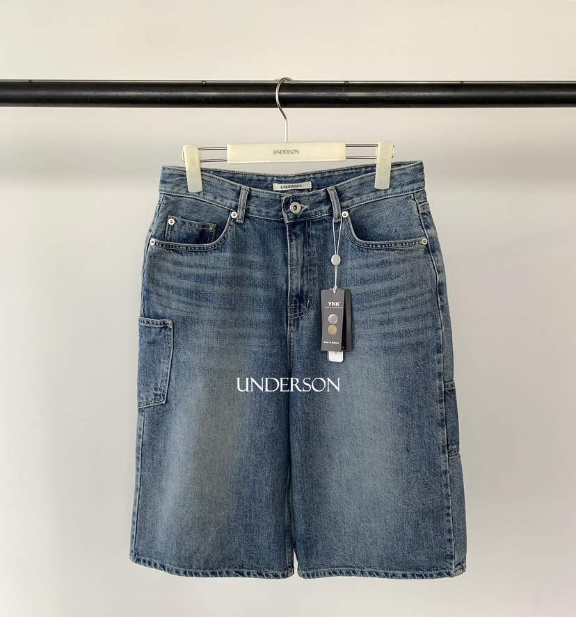 UNDERSON韓國直郵實拍女裝新品人氣職業休閑牛仔褲雙口袋UNDERSON牛仔褲