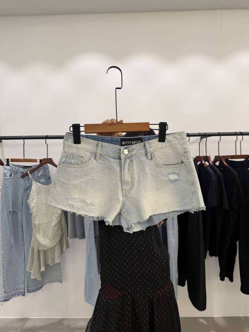 WATERMELON韓國東大門代購女裝新品推薦職業休閑短褲復古WATER MELON短褲