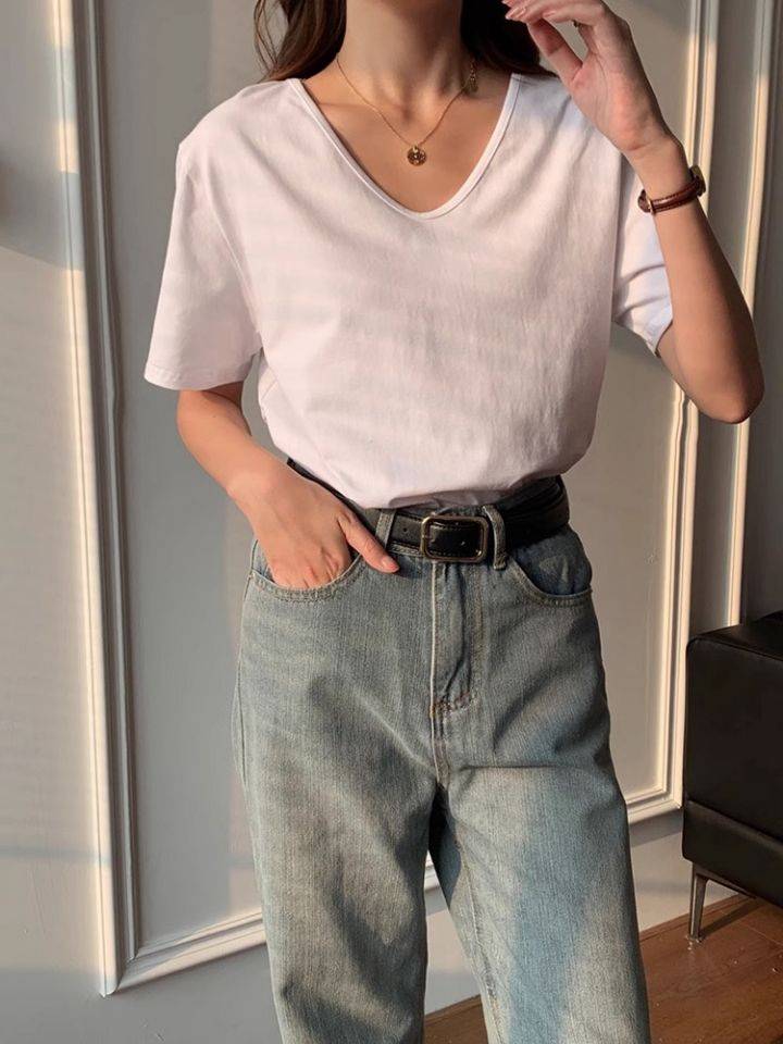 STAY HERE韓國直郵實拍女士新品熱賣休閑人氣26春夏T恤U領STAY HERET恤