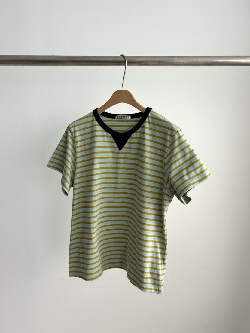 ROMANTICIZE韓國代購女裝新品人氣熱賣休閑26春夏T恤條紋ROMANTICIZET恤
