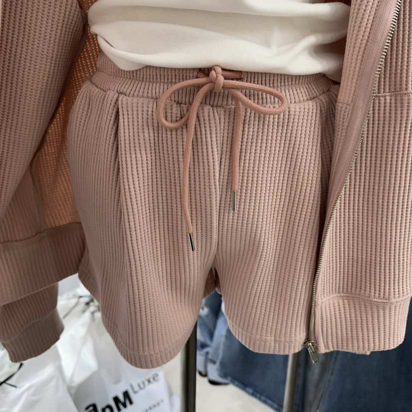 BAIE.38韓國直郵女士新品26春夏熱賣時尚休閑短褲華夫格BAIE.38短褲