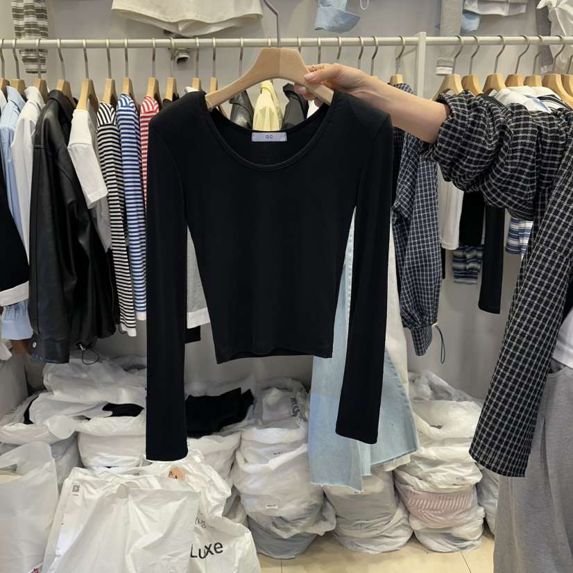 Q C韓國代購女裝新品熱賣人氣職業26春夏推薦長袖T恤羅紋Republlc of qc長袖T恤