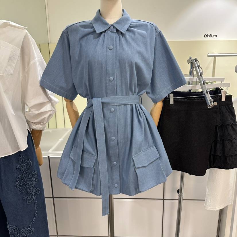 OREUM韓國代購女裝新品推薦休閑26春夏人氣時尚連衣裙含腰帶OREUM連衣裙