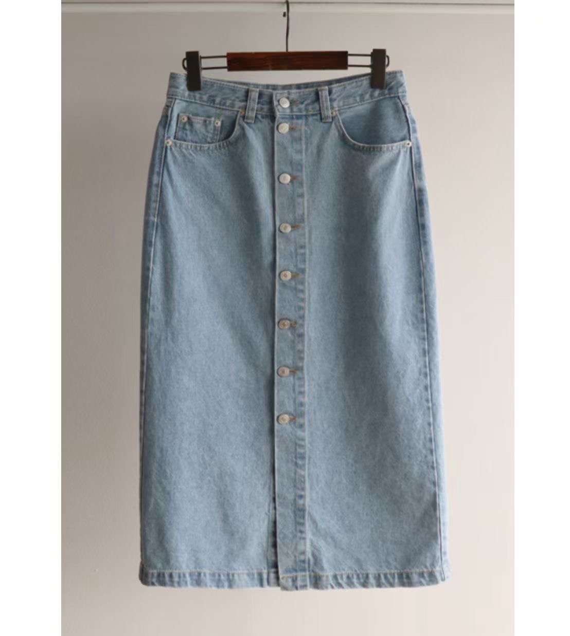 L V C韓國代購女裝新款熱賣休閑時尚職業人氣26春夏長裙紐扣L_V_C長裙