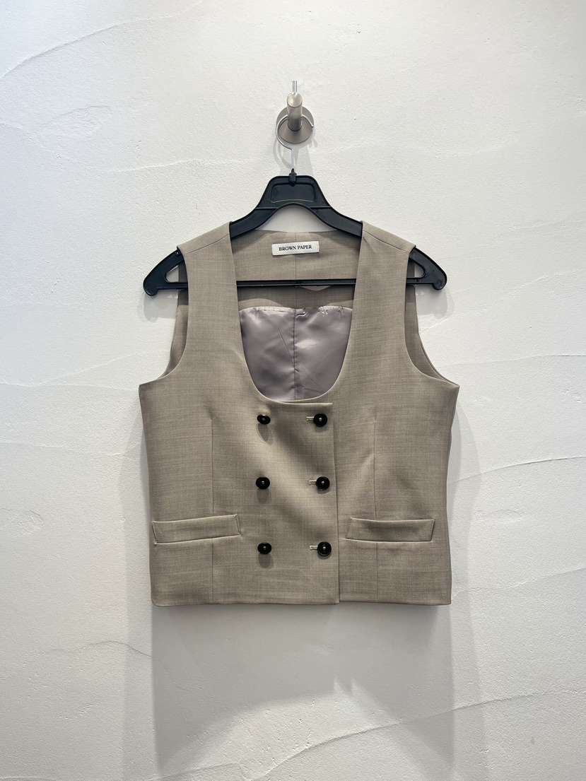 BROWN PAPER-S韓國直郵實拍女裝新款熱賣時尚休閑人氣馬甲BROWN PAPER-S馬甲