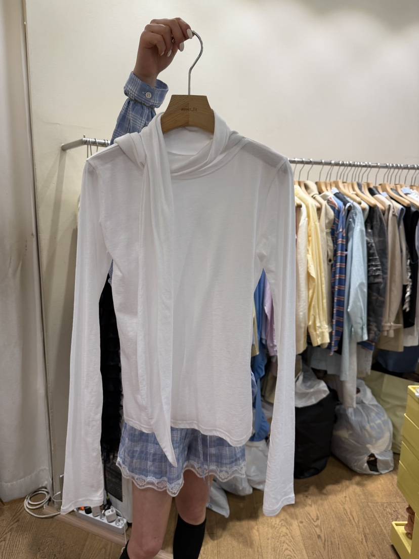 AUVERFIT韓國東大門直郵女裝新品熱賣推薦26春夏長袖T恤含圍巾AUVERFIT長袖T恤