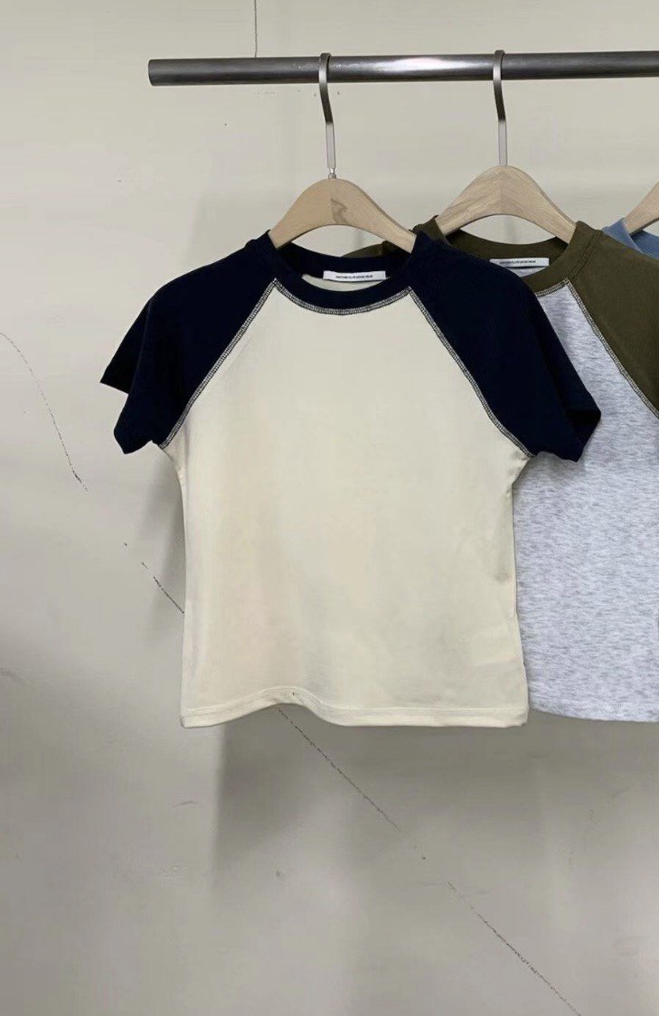 PLATE韓國東大門代購女裝新款時尚人氣熱賣T恤插肩袖撞色PLATET恤