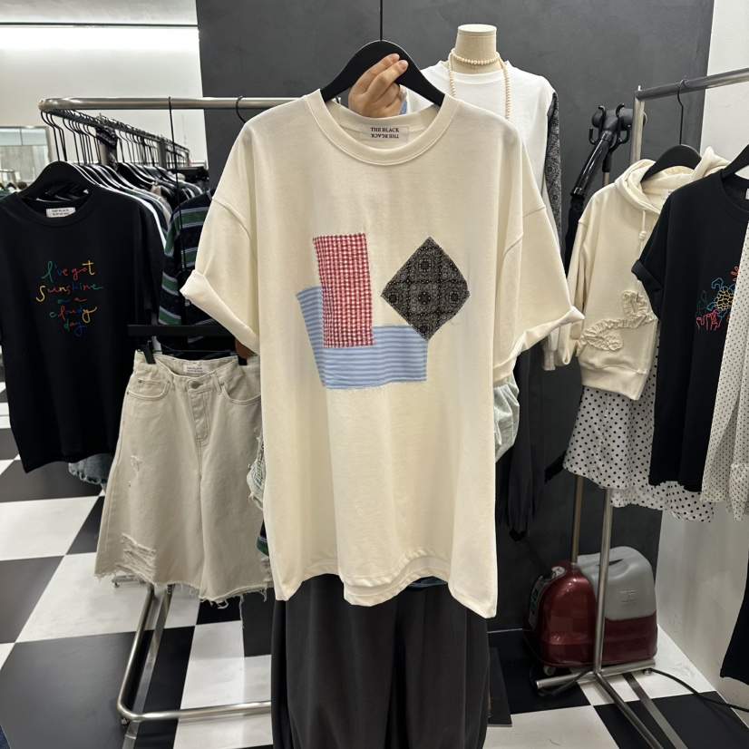 LADYBLACK/THE BLACK韓國代購女士新品休閑時尚T恤刺繡LADYBLACK/THE BLACKT恤