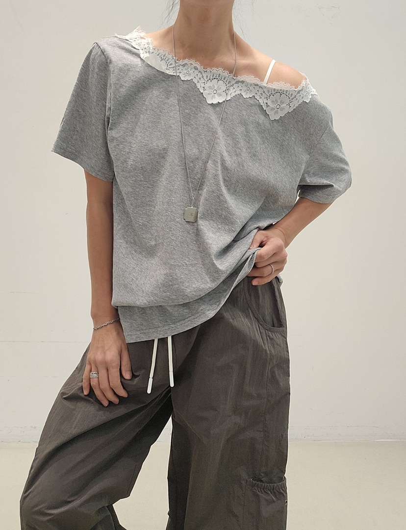 NEOUL韓國東大門代購女裝新品休閑人氣職業時尚熱賣26春夏T恤NEOUL/ahin雙領標簽T恤