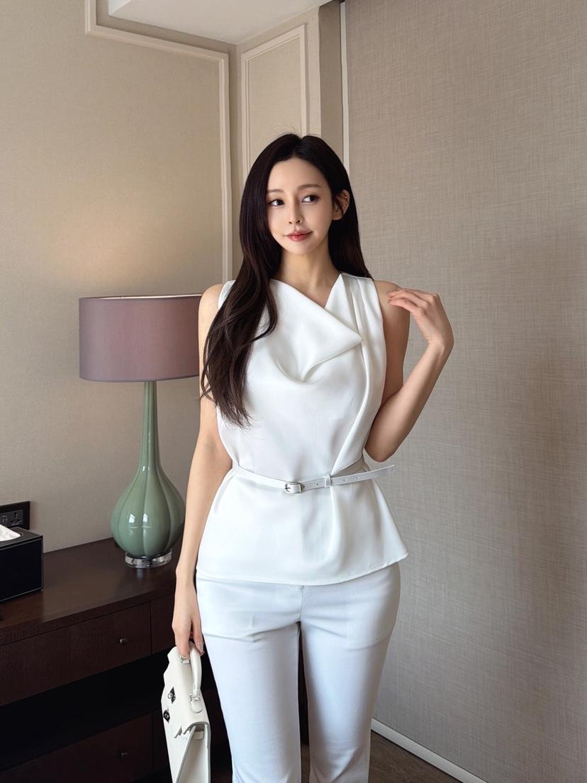 CLOTH韓國直郵女士新品時尚推薦職業休閑襯衫蕾絲衫含腰帶CLOTH襯衫/蕾絲衫