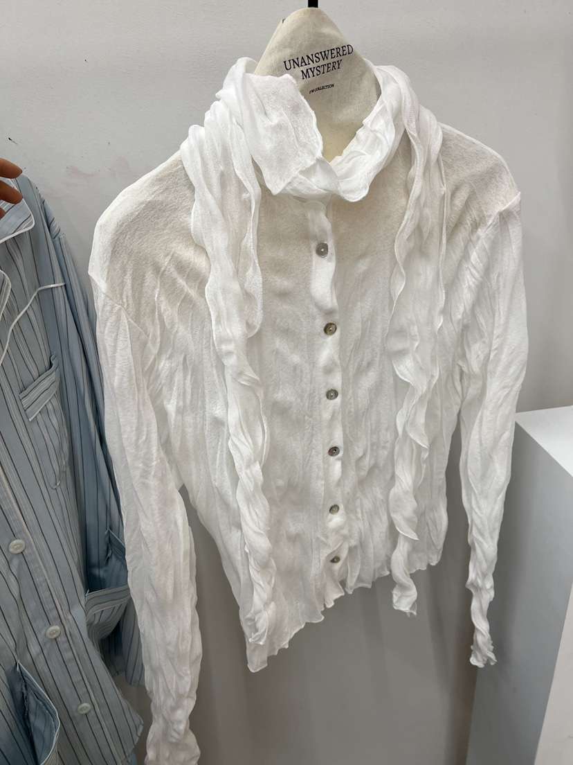 UNANSWERED-MYSTERY/FIFO韓國東大門直郵女士新款休閑襯衫蕾絲衫含脖帶UNANSWERED-MYSTERY/FIFO襯衫/蕾絲衫