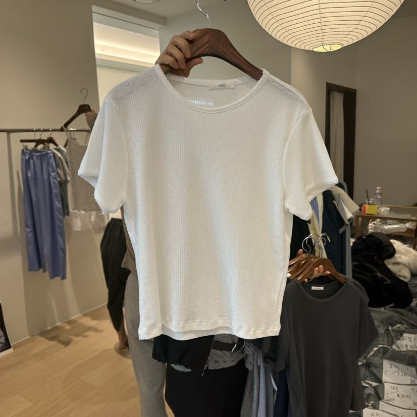 AGO韓國代購女裝新品人氣時尚熱賣休閑26春夏T恤刺繡修身AGOT恤