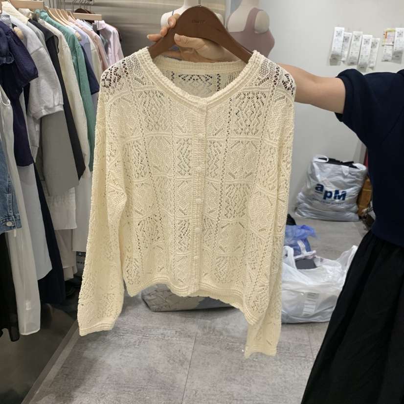 CHAE韓國直郵女士新款推薦休閑26春夏針織衫不含內搭刺繡亞麻CHAE針織衫