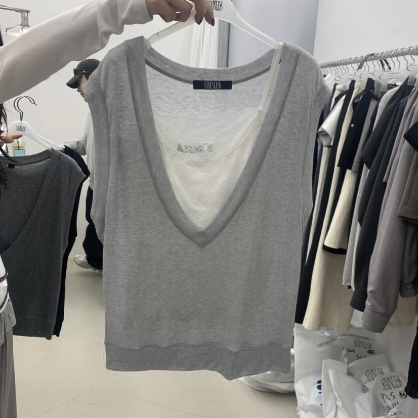 STAINLESS韓國直郵女士新品人氣時尚推薦馬甲不含內搭V領STAINLESS馬甲