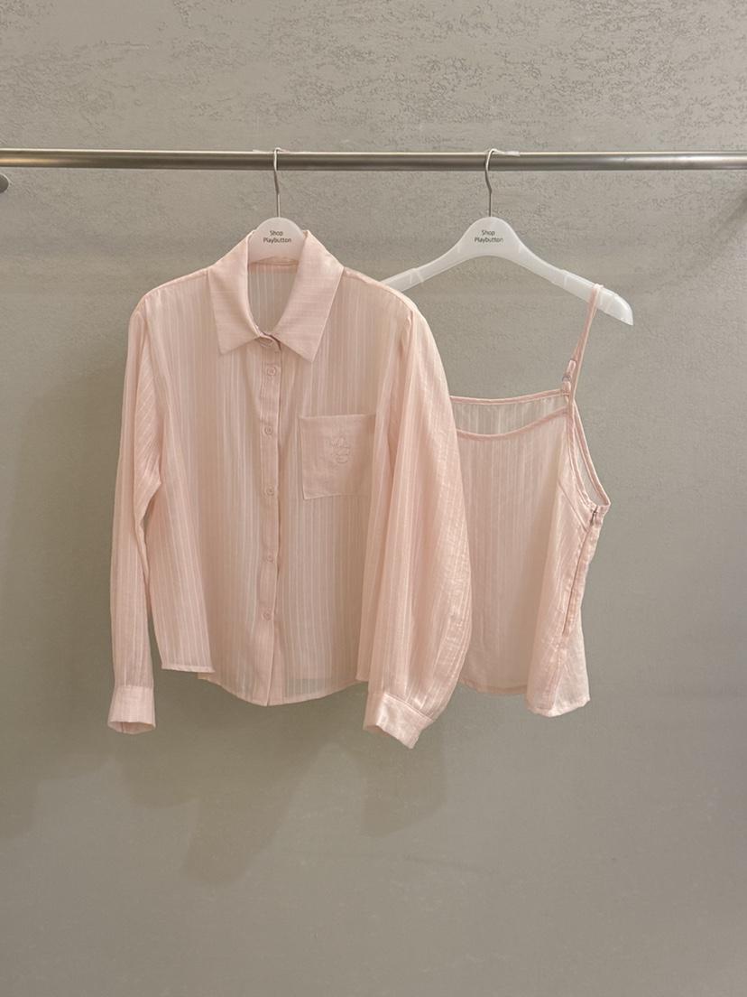 PLAYBUTTON-P韓國東大門直郵女裝新款26春夏熱賣襯衫蕾絲衫PLAYBUTTON襯衫/蕾絲衫