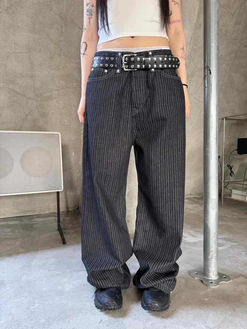 SEEOT韓國東大門直郵女裝新款推薦時尚休閑褲不含腰帶條紋SEEOT休閑褲