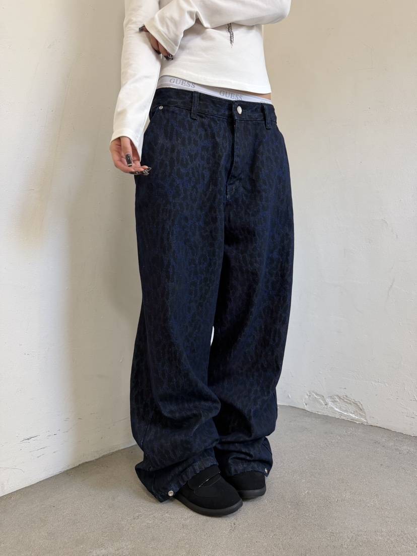 SEEOT韓國東大門直郵女裝新款職業人氣推薦時尚牛仔褲豹紋SEEOT牛仔褲